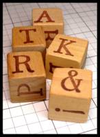 Dice : Dice - 6D - Wood Alphabet Dice With Brown Indicia - JA Collection Apr 2024